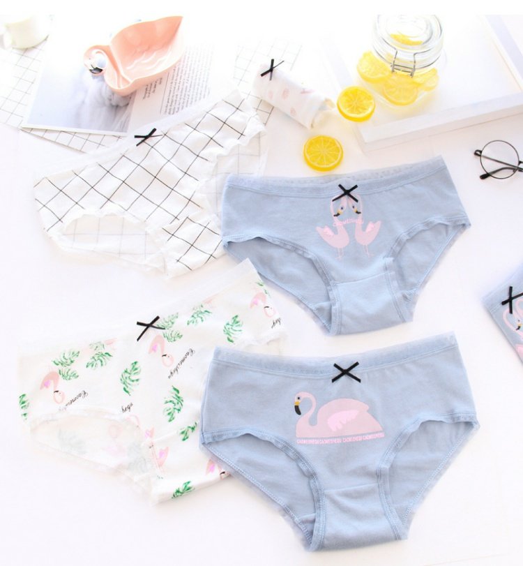 Dễ thương cotton cô gái túi hip flamingo quần lót nữ cotton eo phụ nữ cotton tam giác đáy quần bán buôn quần lót lọt khe xuyên thấu