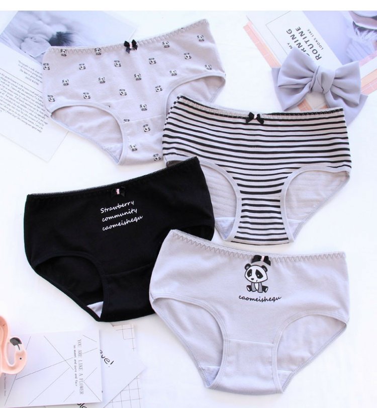 Dễ thương thoáng khí gấu trúc đồ lót nữ cotton eo phụ nữ cotton tam giác quần dưới cotton cô gái đồ lót bán buôn quần lót lọt khe nữ đẹp