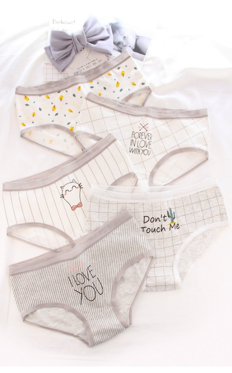 Dễ thương thoáng khí Sinh viên dễ thương Mèo bông Cô gái Quần lót Cotton Nữ Mid-Woist Phụ nữ Quần tam giác bông Bán buôn quan lot nu
