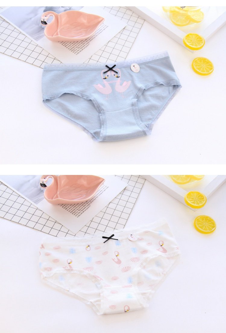 Dễ thương cotton cô gái túi hip flamingo quần lót nữ cotton eo phụ nữ cotton tam giác đáy quần bán buôn quần lót lọt khe xuyên thấu