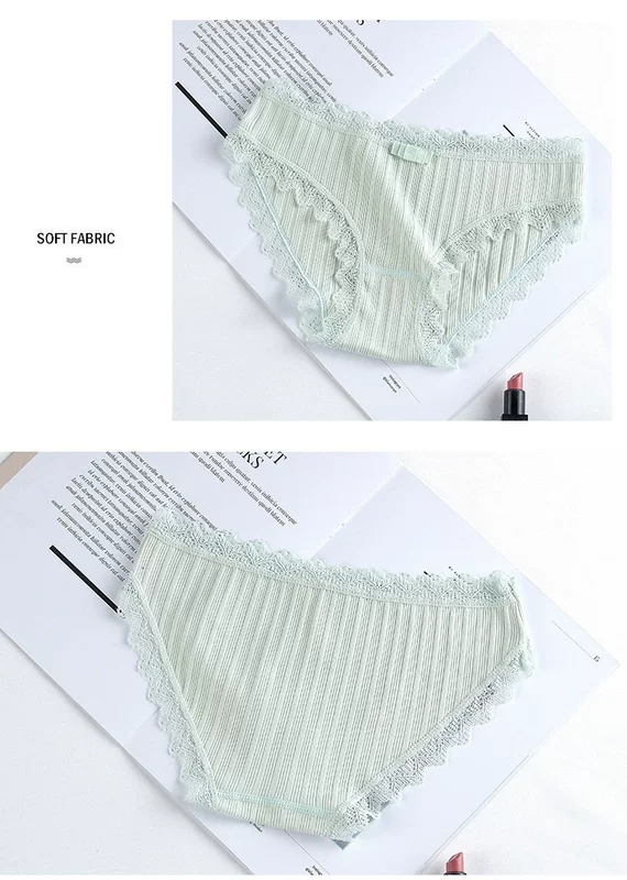 Đồ lót cô gái dễ thương Nhật Bản Đồ lót bằng vải cotton nữ thấp eo Ren bên cạnh tóm tắt liền mạch bán buôn quần lót đôi