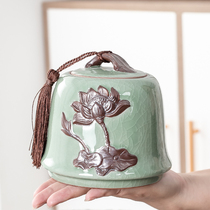 Gothic kiln tea tank ceramic storage tank sealed tank empty tank tea tank household tea tank Chinese Puer Black Tea Green Tea Green Tea