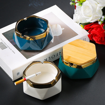 Ceramic ashtray creative home living room hotel Nordic ins trend office fashion European ashtray with cover