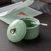 Retro creative purple sand ashtray with cover anti-fly ash large home office hotel living room car ashtray