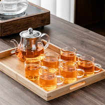 Glass kung fu tea set flower tea pot set home small set tea cup office meeting room high grade tea artifact