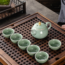 Household kung fu tea set set ceramic bubble teapot small set simple tea table teapot Chinese fashion living room tea cup