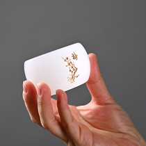 Sheep Jade white porcelain master cup tea cup single Cup household ceramic kung fu small tea cup glass glass jade porcelain single Cup