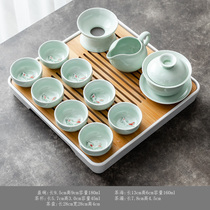Kung Fu Tea Set Small Set Home Black Pottery Japanese Simple Living Room Office Cover Bowl Teapot Eight Cup Water Storage Tea Plate