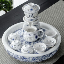 Tea Set Lazy Kung Fu Tea Set Small Coffee Home White Porcelain Tea Cup Modern Simple Ceramic Tea Plate Round
