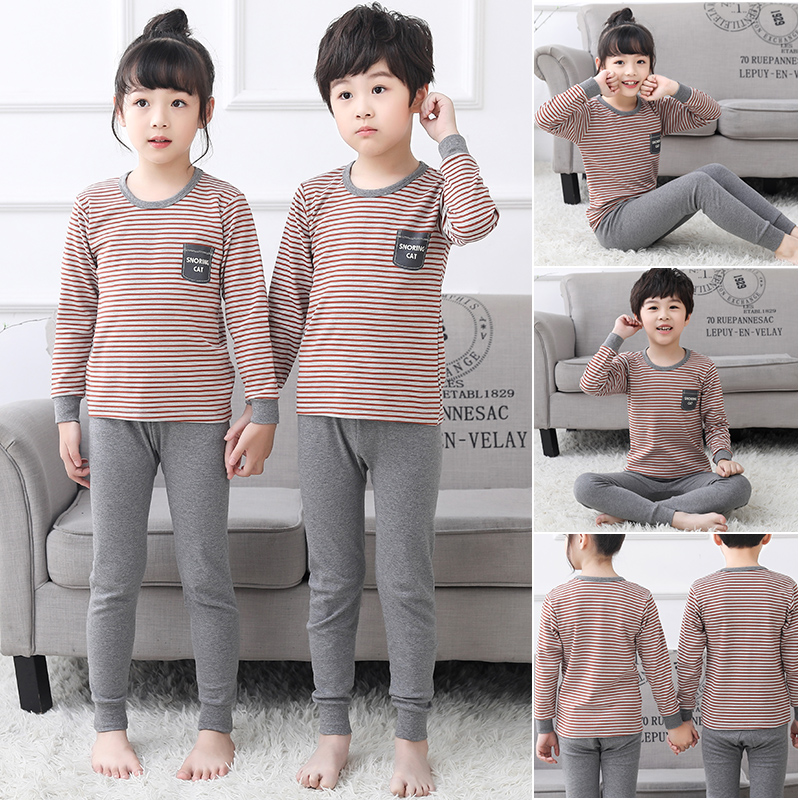 Children's sweatshirt and trousers set pure cotton, baby boy's spring and autumn pajamas, little girl's autumn clothes and long trousers, pure cotton