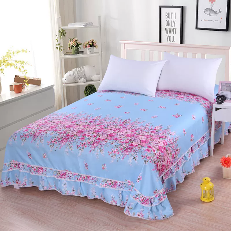 Váy ngủ Hàn Quốc trải giường đơn mảnh màu hồng 1,8 m giường đơn giản đầm ren ren kiểu giường màu tím nhóm giường - Váy Petti