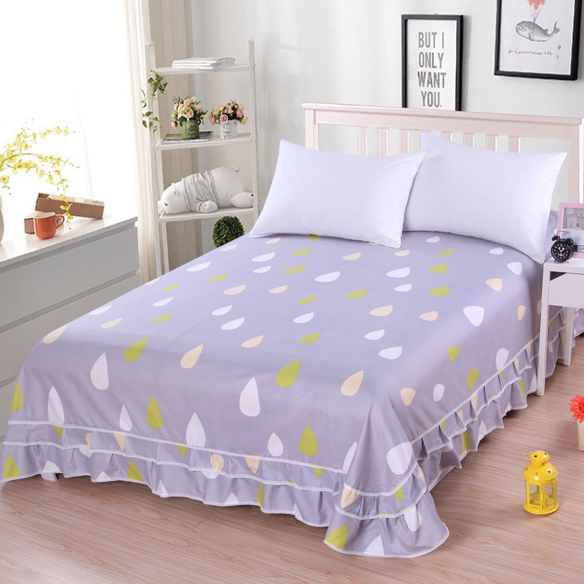 Váy ngủ Hàn Quốc trải giường đơn mảnh màu hồng 1,8 m giường đơn giản đầm ren ren kiểu giường màu tím nhóm giường - Váy Petti 	chân váy giường