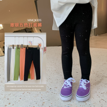 Girls sprinkle silver solid color stretch leggings Spring 2022 new Korean version of baby small foot tight magic pants