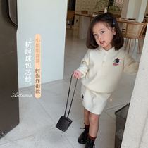 Girl skirt two-piece baby sweater knit suit Korean fashion foreign style children 2021 Spring and Autumn Tide