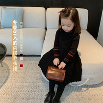 Mai Mai Qiu girls wool skirt childrens autumn and winter clothing knitted long sleeve pleated bottom skirt baby foreign atmosphere Korean tide
