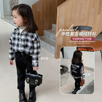Mai Mai Qiu girls shirt 2020 autumn winter clothes New plaid jacket long sleeve foreign style childrens coat plus velvet thickened
