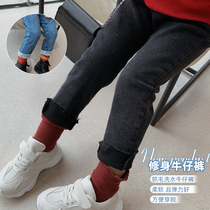 Mai Mai Qiu girls pants autumn and winter clothes thick small feet jeans children wear pencil pants foreign baby pants