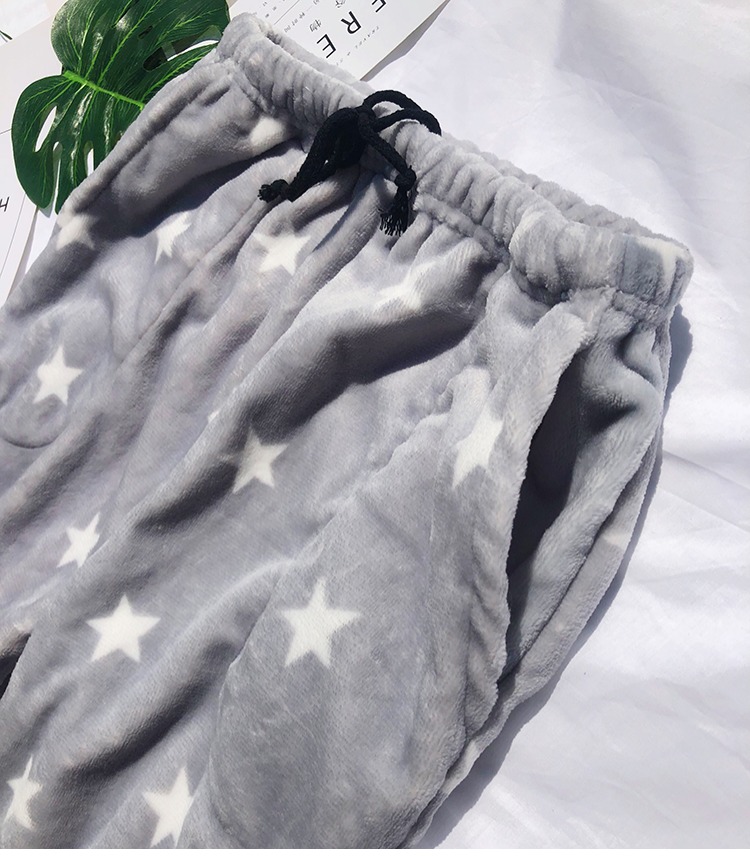 Bộ đồ ngủ Flannel của nam giới Bà mùa đông Quần bó sát gió ấm áp Cặp đôi cộng với nhung dày quần đũi nữ