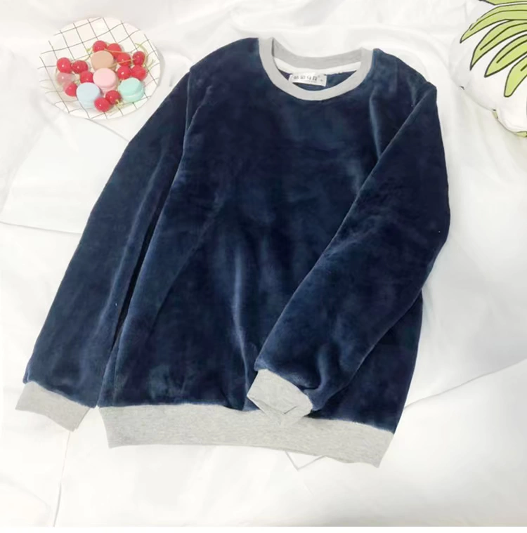 Pyjama áo đơn nữ mùa thu và mùa đông san hô nhung dày ấm ấm lỏng rộng kích thước lớn flannel mui xe mặc nhà mặc bên ngoài mặc