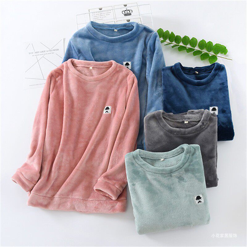 Flannel Blouse Single Piece Female Coral Suede Jacket Head Spring Pyjamas Male Autumn Winter Thickened Home Clothing Plush Extras