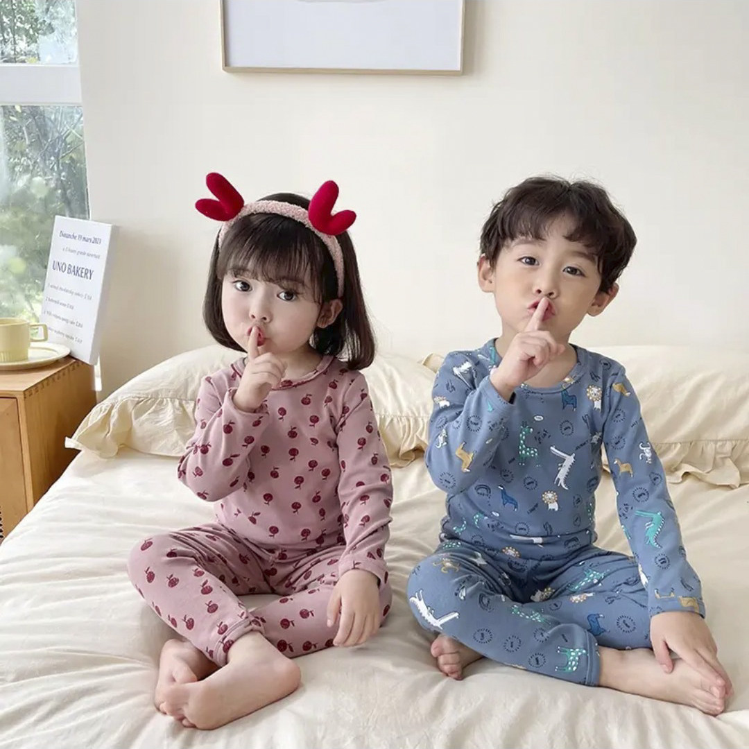 Han Edition Children Autumn and Winter Cartoon Household Clothes Boys and Girls Pure Cotton Grinding Pajamas Baby Autumn Clothes Warm Package
