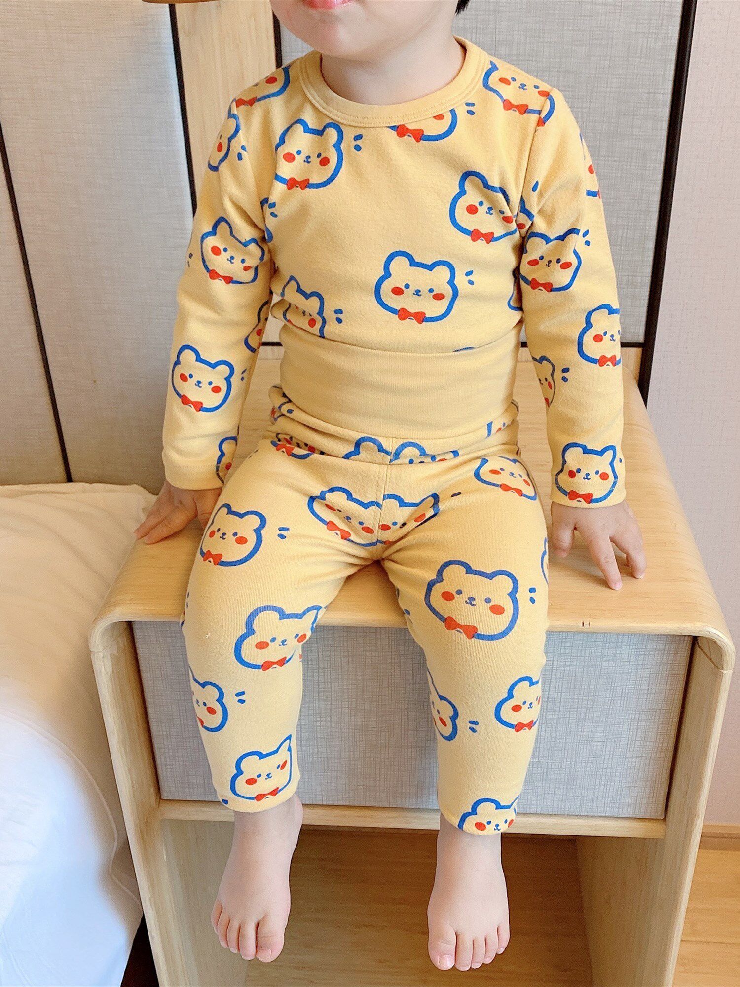 Children's home clothes pure cotton spring autumn winter boy High waist and belly pyjamas girl baby cartoon baby suit