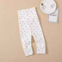Baby high waist protection belly pants pure cotton autumn pants baby sleeping pants for men and women children with underpants warm pants to wear a class