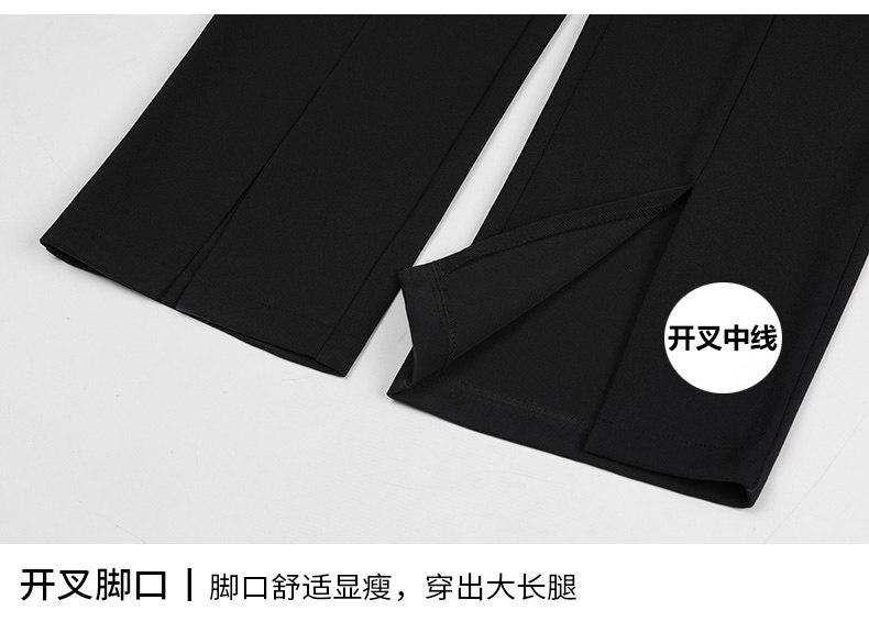 HUILIULIU 黑色西装直筒开叉阔腿裤女春夏高腰垂感显瘦休闲拖地裤详情12