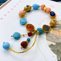 Bear family jewelry and Tian Yu bracelet bracelet bracelet jasper bison ditch smoke purple lotus powder duck egg green jade stone female treasure