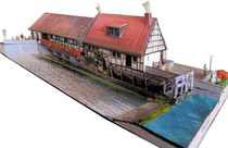 DIY stereo manual manual manual production of 1 to 87 farm building suburban hotel hotel hotel 3D paper model toy