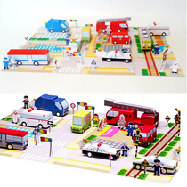 3D paper model diy handmade origami childrens work toys city traffic scene Street building