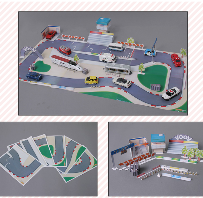 Children's puzzle DIY stereo manual production of urban street community scene car building 3D paper model