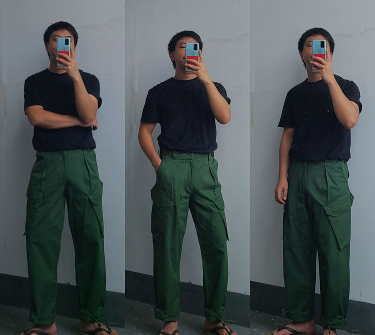 Ksd016 LAOSHU Replica of the Royal Navy 220g Pure Cotton Loose Straight-Leg Trousers