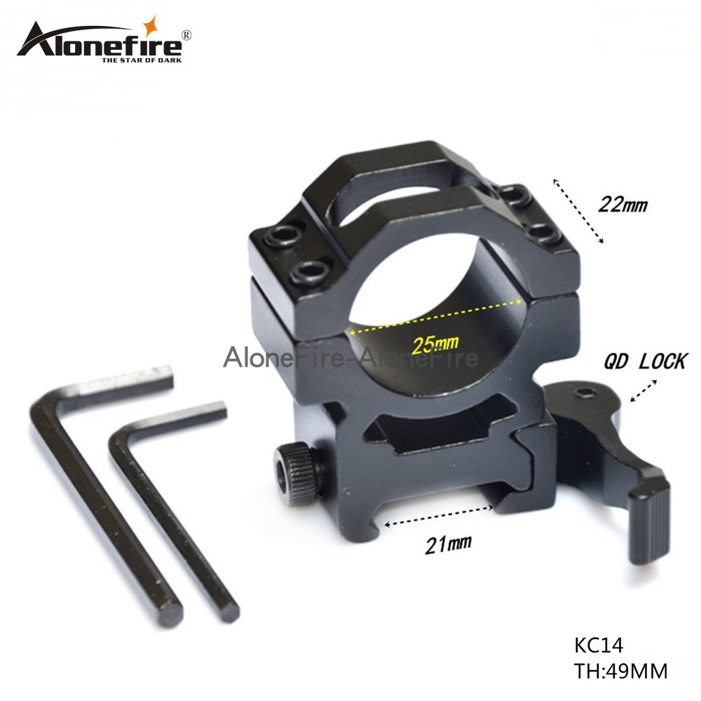 25MM quick-release tube clip 21mm card slot rail bracket aluminium alloy flashlight fixed light clip KC14