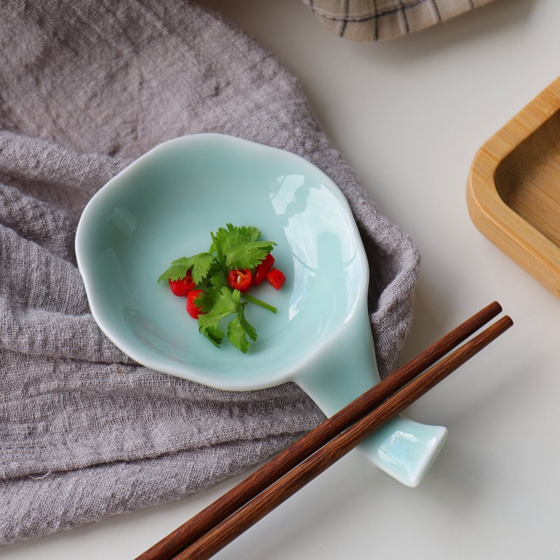 Ceramic Seasoned Vinegar Dish TASTE DISC WITH CHOPSTICK RACK BLUE CHINA CHINESE WIND LOTUS SMALL SIZE DIP SAUCE DISH HOME-Taobao