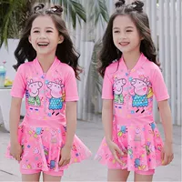 Pig Peggy Girls Đồ bơi Trẻ em Công chúa nhỏ Dễ thương Áo một mảnh Áo choàng trùm đầu Hàn Quốc 2-7 tuổi - Bộ đồ bơi của Kid đồ bơi cho be gái 10 tuổi