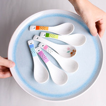Creative hand-painted ceramic spoon Household glossy pattern spoon Small soup spoon Retro spoon short handle spoon Restaurant tableware