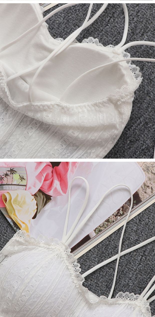 Cô gái ren trắng dài quai áo chống ánh sáng với áo ngực quấn ngực ống hàng đầu đáy quần vest ao bra