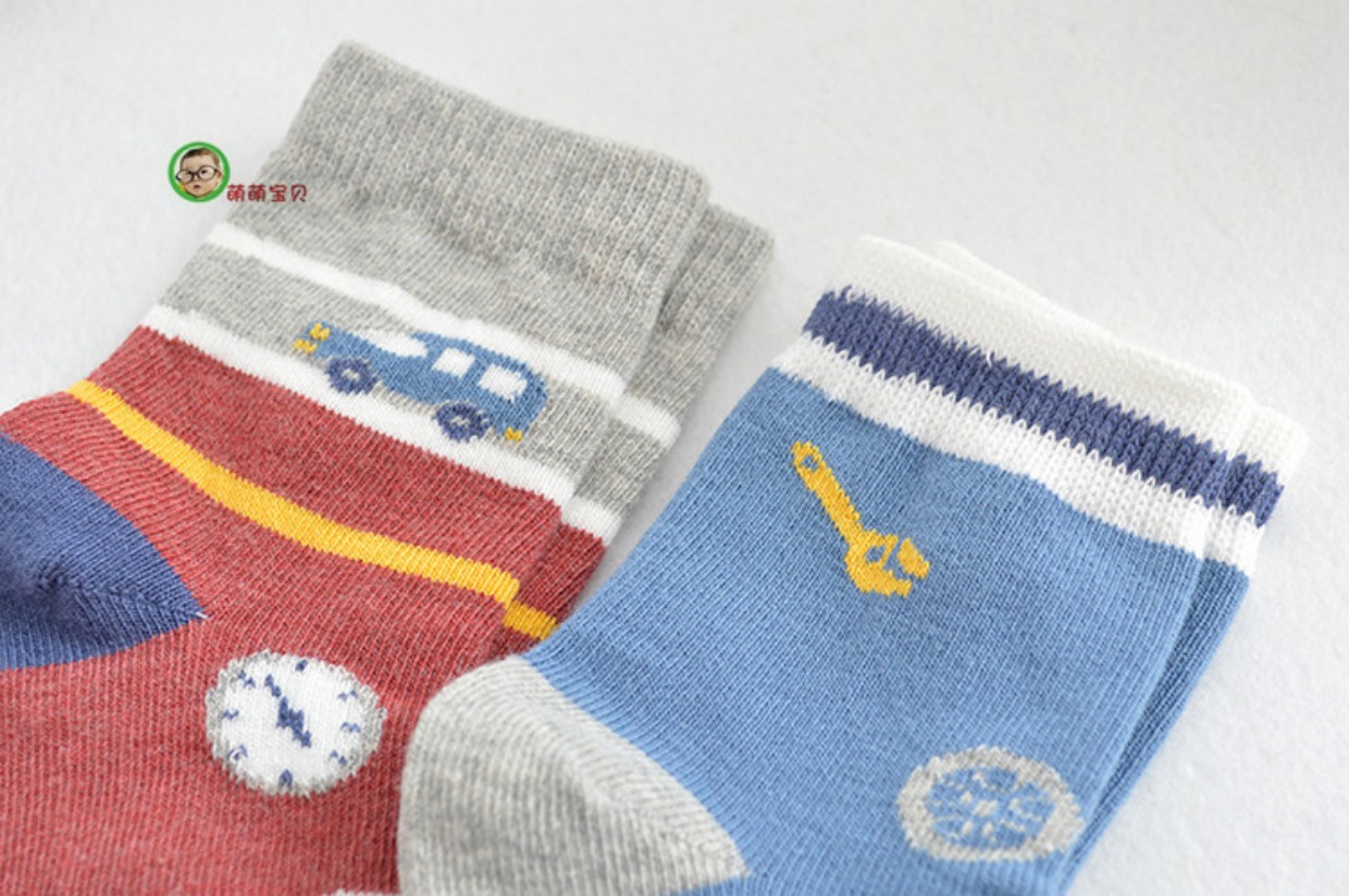 Bianbi trẻ em vớ cotton cotton nam và nữ baby miệng thông hoạt hình không xương mùa xuân và mùa thu đông dày 1-3-5-7-9 vớ trẻ em cotton thoáng khí