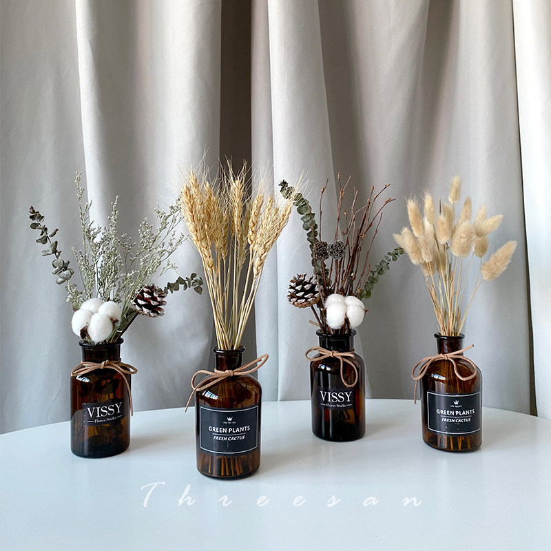Photo props fittings Nordic dry flower bouquet photography creative decoration background glass bottle sets home furnishings