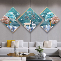 Diamond painting 2021 New Full diamond rich rich deer living room triple painting European style point tile crystal cross stitch 2020