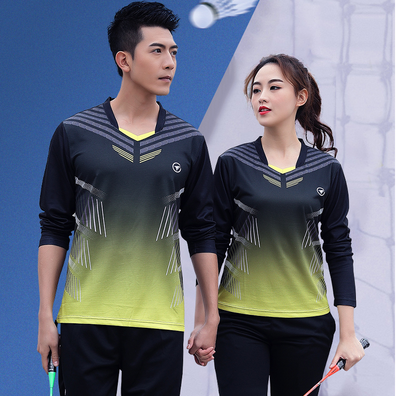 Badminton suit long sleeve suit autumn and winter men and women speed dried tennis sportswear trousers running table tennis tops customized