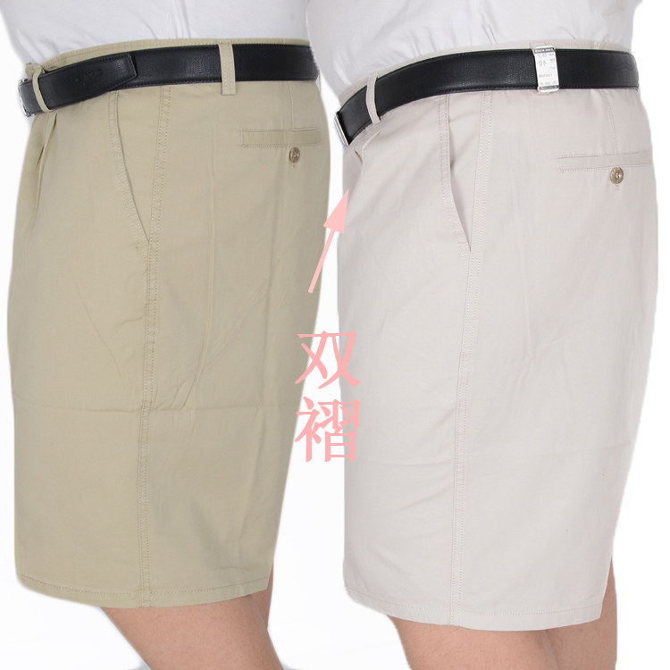 Summer Men's Plus-Size Pure Cotton Shorts for Middle-Aged and Elderly Men, Suit-Style, Loose-Fitting, High-Waisted Five-Point Shorts for Big Guys