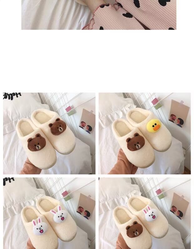 Đôi dép bông nữ mùa đông dễ thương phim hoạt hình nhà trong nhà chống trượt mùa đông ấm áp sang trọng dép nam dép converse