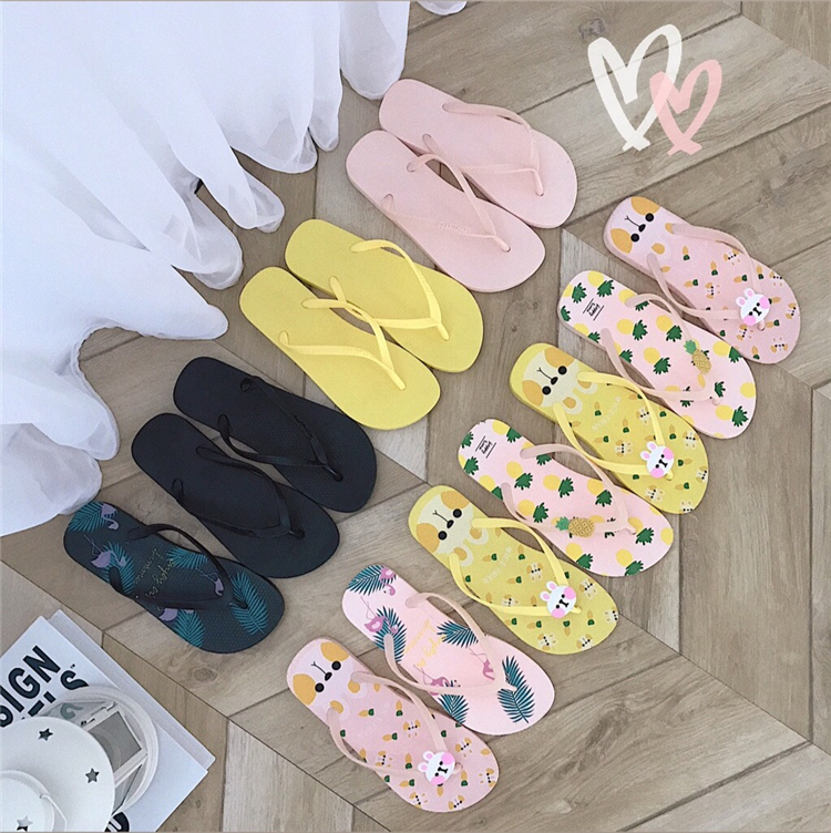 2018 new herringbone drag female summer fashion outwear flat bottom 100 hitch casual student anti-slip beach angle cool slippers
