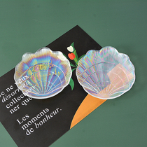 ins phantom glazed glass shell saucer medecor makeup decorative props small saucer rings earbuts with photo photographic props