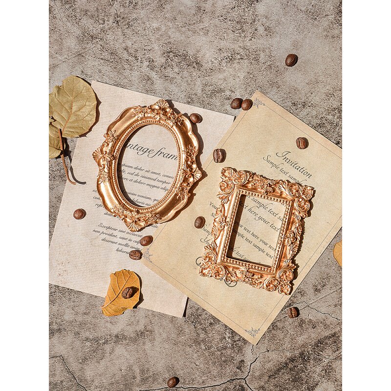 Mini golden ins retro European-style small photo frame ornaments cosmetics manicure earrings high-end products posing props
