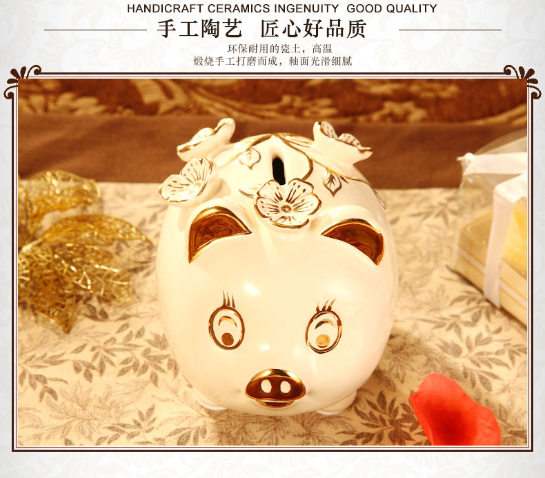 Vatican Sally 's European ceramics gold baby pig piggy bank furnishing articles birthday gift money - a box piggy bank