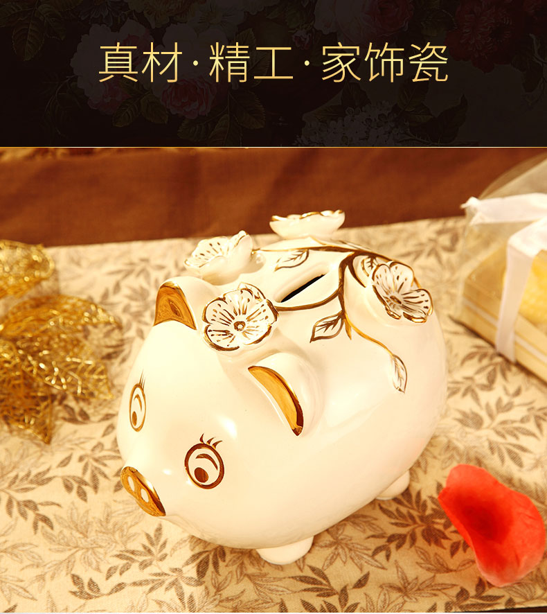 Vatican Sally 's European ceramics gold baby pig piggy bank furnishing articles birthday gift money - a box piggy bank