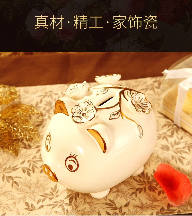 Vatican Sally 's European ceramics gold baby pig piggy bank furnishing articles birthday gift money - a box piggy bank